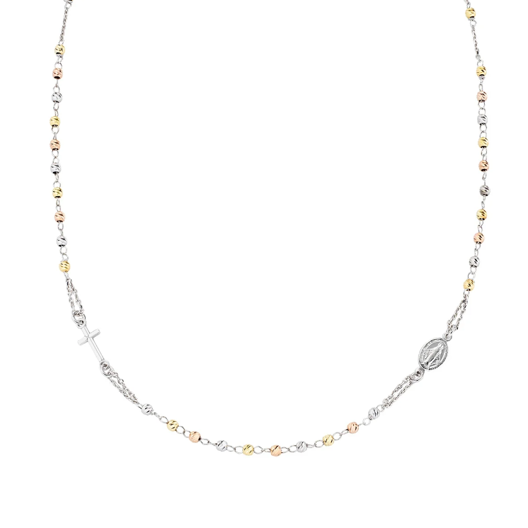 Rosario Y grani Neri in argento 925 Collana online | Linea Italia