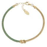 Bracciale Nodo d'Amore Dorato con Zirconi Verdi Amen