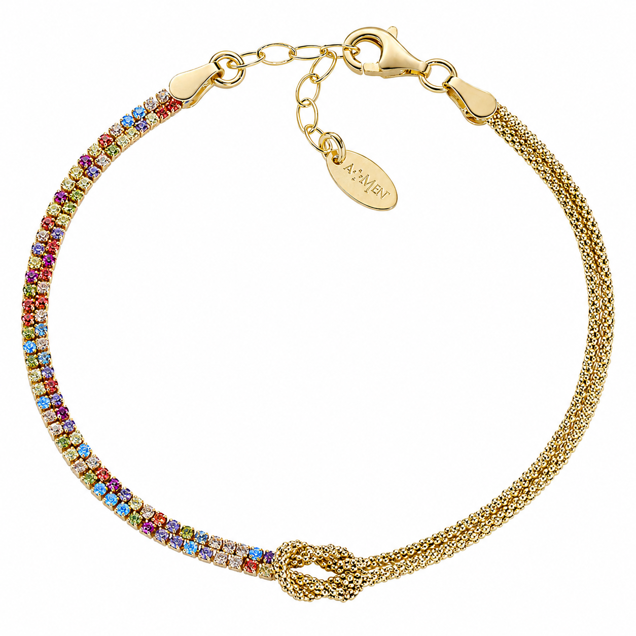Bracciale Nodo d'amore con Zirconi Colorati Amen