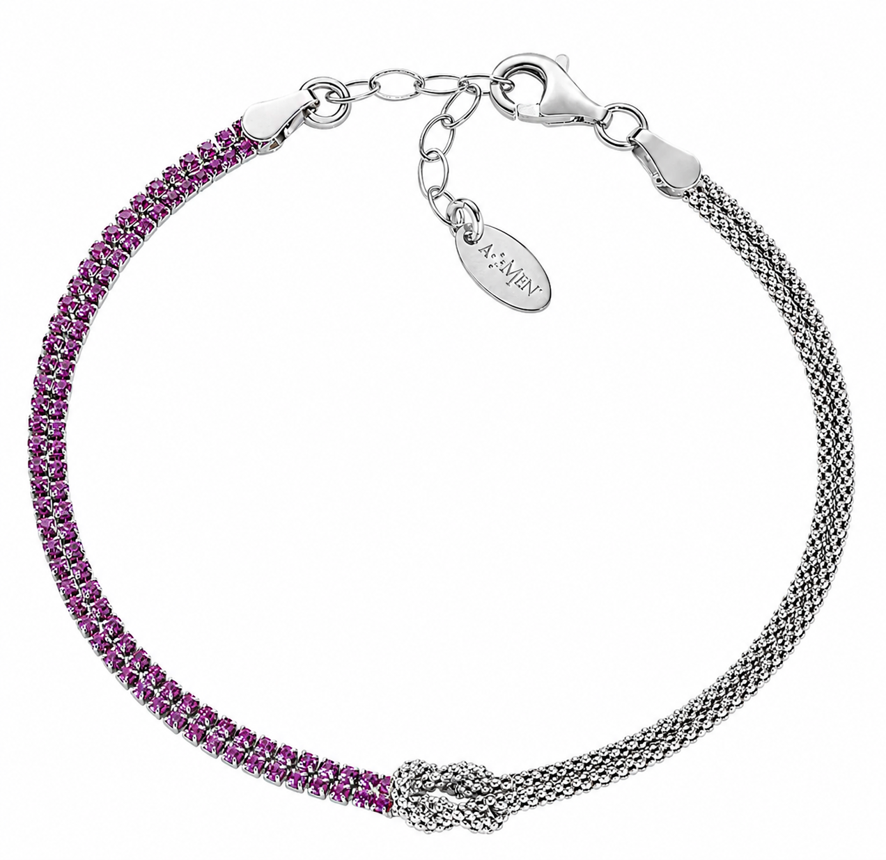 Bracciale Nodo d'amore con Zirconi Colorati Amen