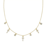 Collana Multicharm Dorata Croci e Zirconi Bianchi Amen