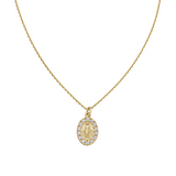 Collana Mini Madonna Miracolosa con Zirconi Dorata Amen