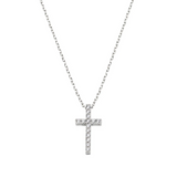 Collana Croce Media con Zirconi Bianchi Amen