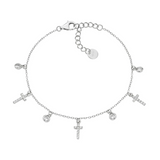 Bracciale Multicharm Croci e Zirconi Bianchi Amen