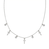 Collana Multicharm Croci e Zirconi Bianchi Amen