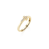 Anello Dorato Croce Piccola con Zirconi Bianchi Amen