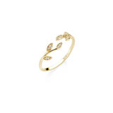 Anello Dorato Foglie d'Olivo con Zirconi Amen