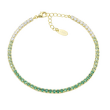 Bracciale Tennis Dorato Degradé Verde con Zirconi 2,5 mm Amen