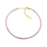 Bracciale Tennis Dorato Degradé Rosa con Zirconi 2,5 mm Amen
