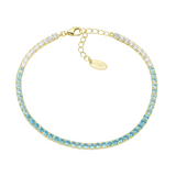 Bracciale Tennis Dorato Degradé Azzurro con Zirconi 2,5 mm Amen