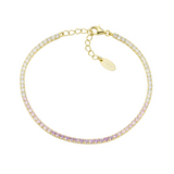 Bracciale Tennis Dorato Degradé Rosa con Zirconi Amen