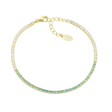 Bracciale Tennis Dorato Degradé Verde Acqua con Zirconi Amen