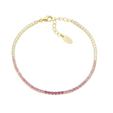 Bracciale Tennis Dorato Degradé Fucsia con Zirconi Amen