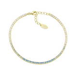 Bracciale Tennis Dorato Degradé Azzurro con Zirconi Amen