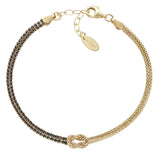 Bracciale Nodo d'Amore Dorato con Zirconi Neri Amen