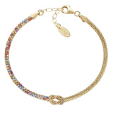 Bracciale Nodo d'Amore Dorato con Zirconi Multicolor Amen