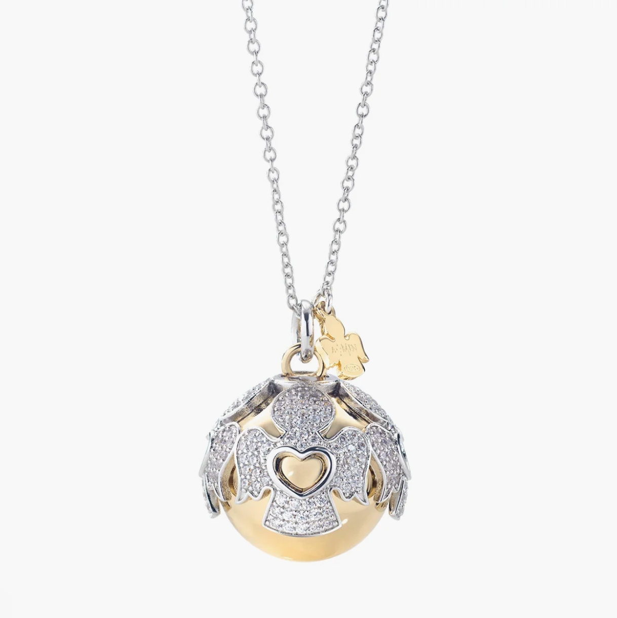 Collana Chiama Angeli in Argento con Zirconi Bianchi Amen